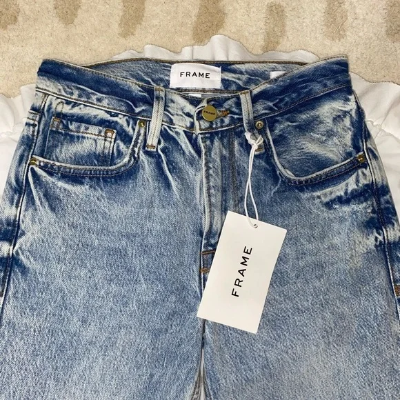 FRAME Le Piper Women’s Size 23 Light Wash Hem Accent Denim Low-Rise Blue Jeans - Picture 4 of 7